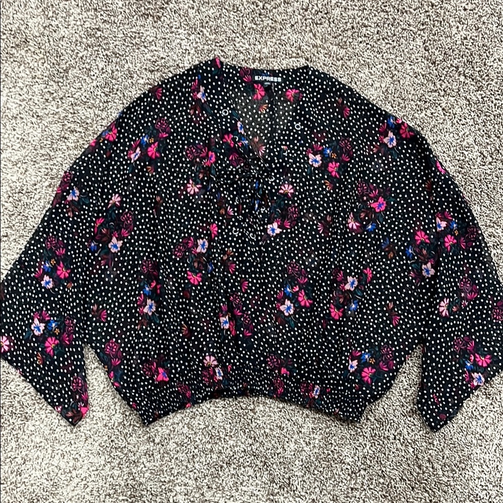 Express Black Floral Women's Top